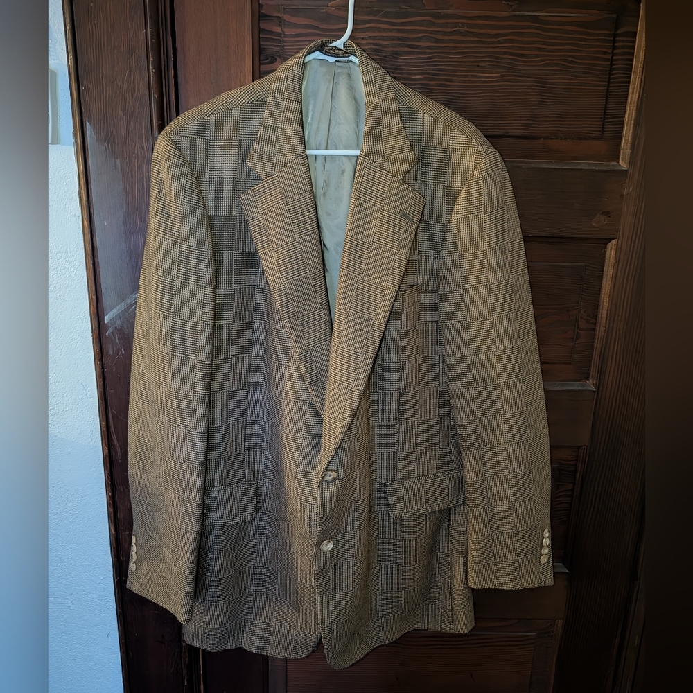 Paul Stuart Mens Houndstooth Wool Blazer
